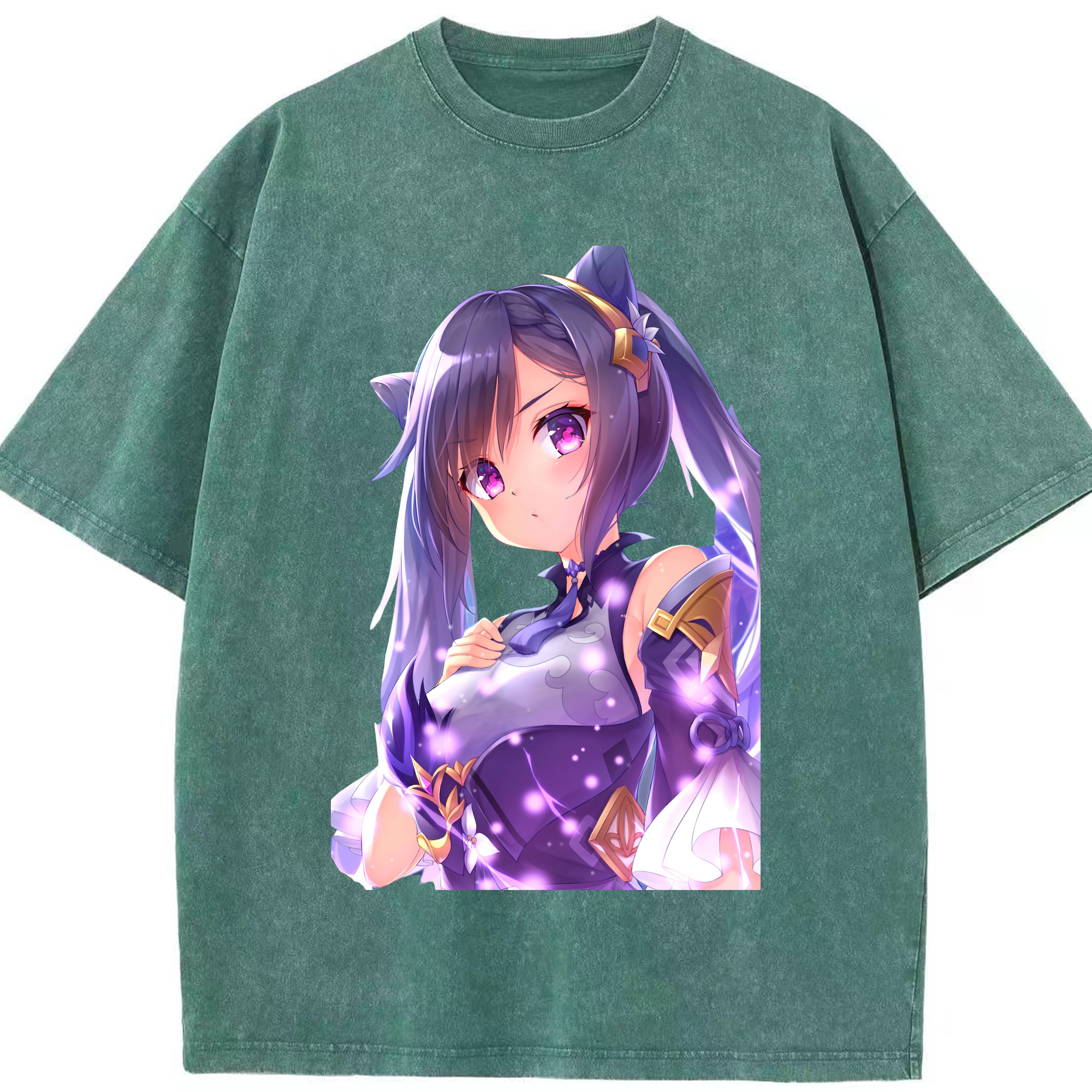 げんし神 刻晴 こくせい genshin Kokusei 綿100% ヴィンテージ風 半袖Tシャツ（フロントプリント）